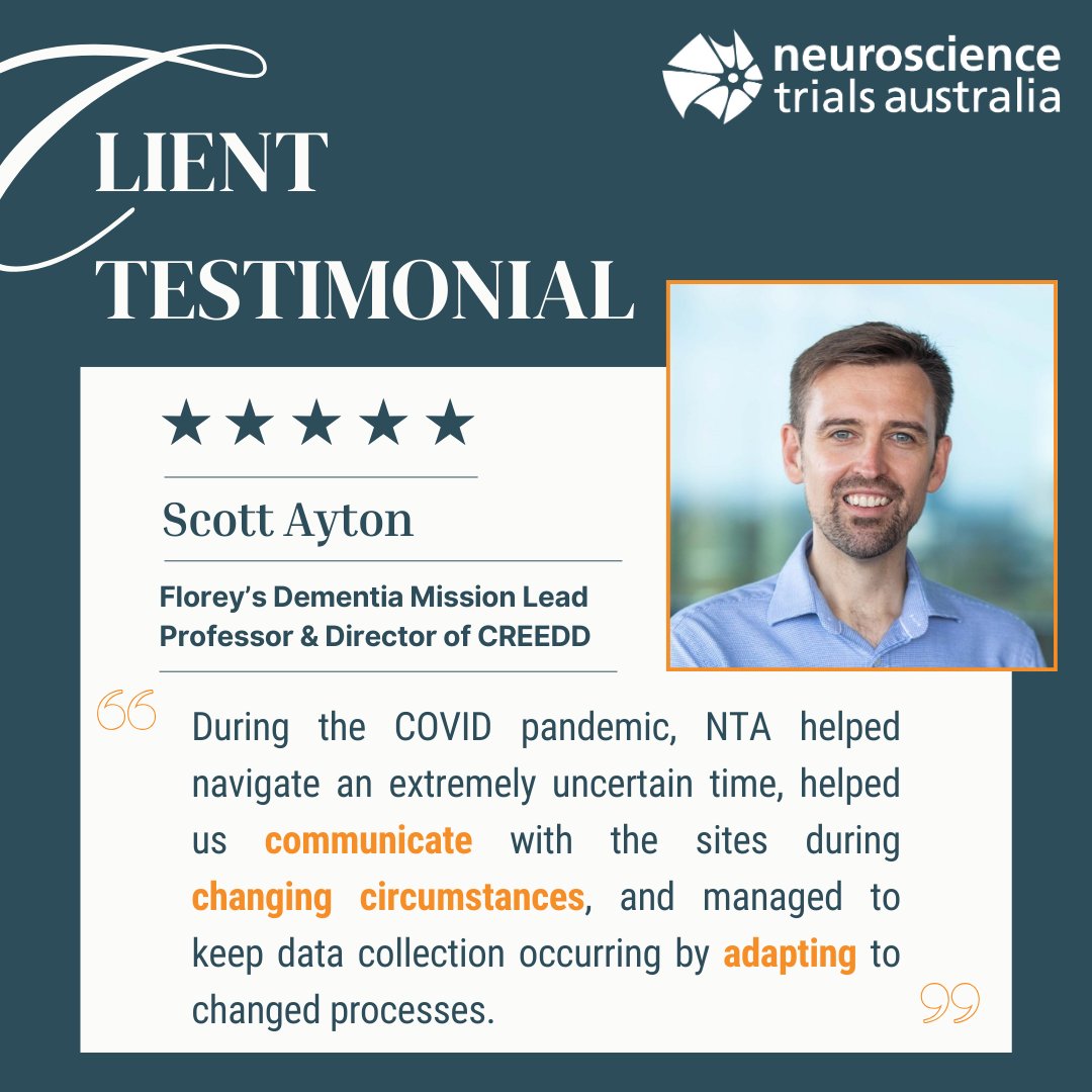 NTA congratulates Prof Scott Ayton on his JAMA-Neurology article on the effect of deferiprone in Alzheimer’s Disease patients. #NTA delivers the CRO services needed to support successful trial execution, publication and/or product registration.
Neurosciencetrialsaustralia.com/services/ for more