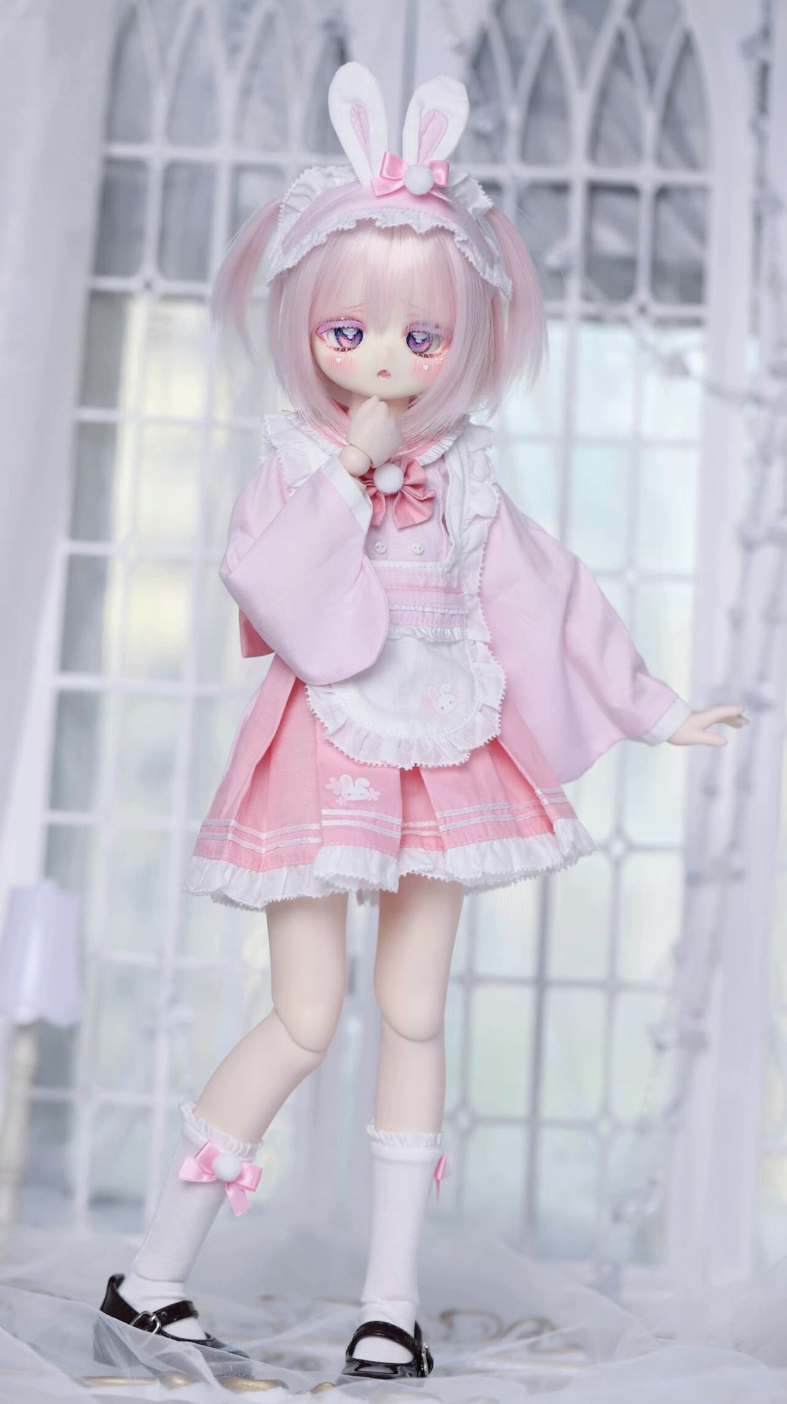 レア品【新品未使用】うさ耳 和装巫女メイド ドール服 ディーラー様製