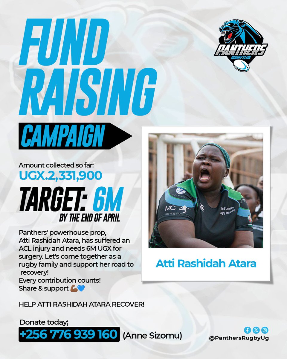 PanthersRugbyUg's tweet photo. Thank you for you generous hands for "Blessed is the hand that giveth". Our target drive is still on we are almost there, let's support Atti #everycoin counts https://t.co/bFU8gyVMFv