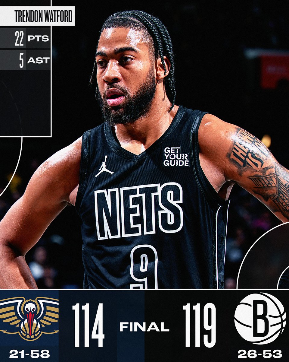 NBA (@nba) on Twitter photo π TUESDAY'S FINAL SCORES π
Trendon Watford's 22 PTS on 87.5% shooting powers the <a href="/BrooklynNets/">Brooklyn Nets</a> to the home win!
Drew Timme: 16 PTS, 9 REB
Dariq Whitehead: 14 PTS
Reece Beekman: 10 AST (career high) π TUESDAY'S FINAL SCORES π
Trendon Watford's 22 PTS on 87.5% shooting powers the <a href="/BrooklynNets/">Brooklyn Nets</a> to the home win!
Drew Timme: 16 PTS, 9 REB
Dariq Whitehead: 14 PTS
Reece Beekman: 10 AST (career high)