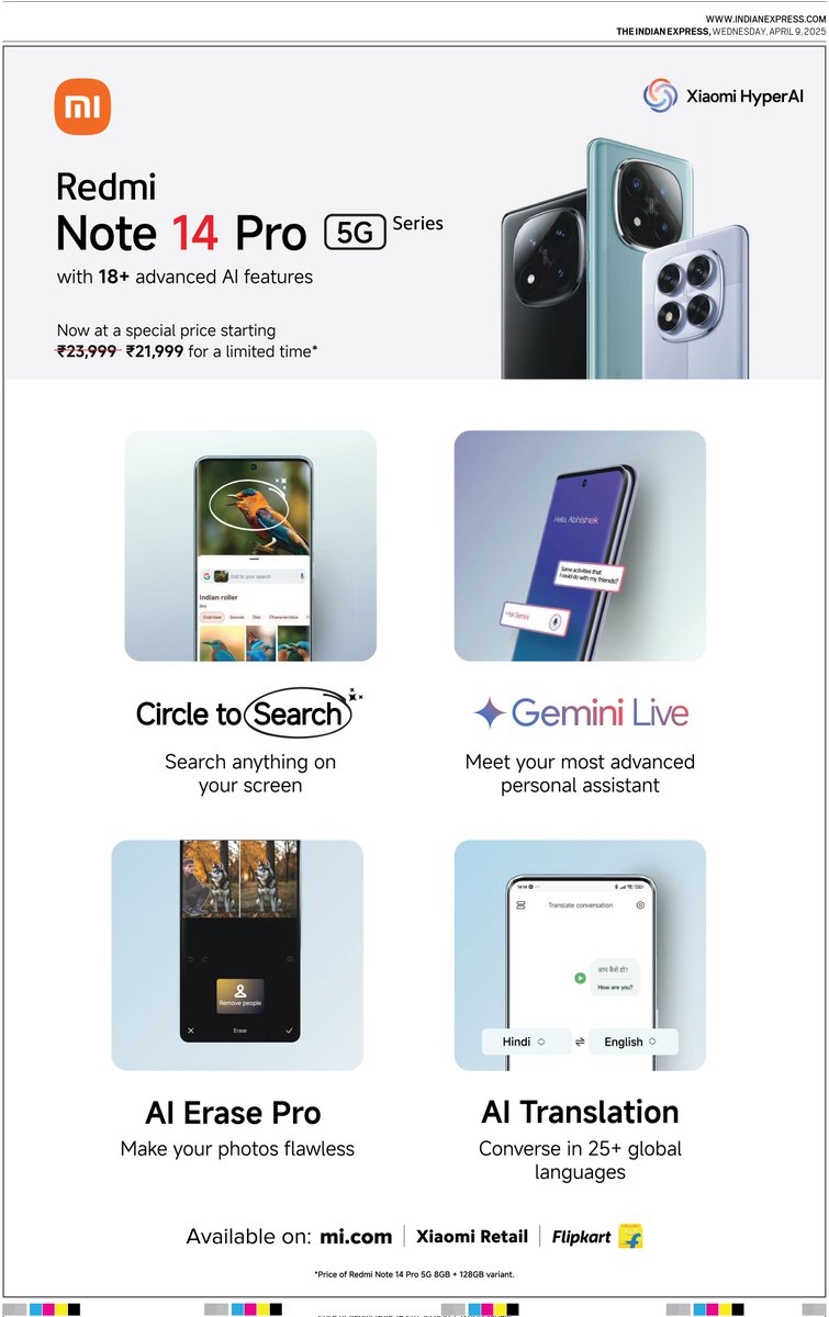 sandeep9sarma's tweet image. The #RedmiNote14 Pro 5G Series with #XiaomiHyperAI and #GoogleGemini
Transform your life with the magical goodness of AI.