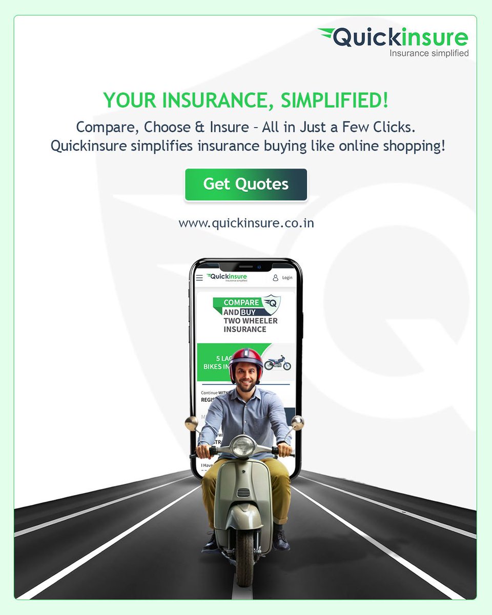 quickinsureInd's tweet image. #Insurance made easy!  Compare, choose &amp;amp; get insured in just a few clicks—just like shopping for your favorite products online. 
With #Quickinsure, compare top plans &amp;amp; enjoy a hassle-free process. 

👉 Get the best #twowheelerinsurance: bit.ly/3Cxtaz5
#BikeInsurance