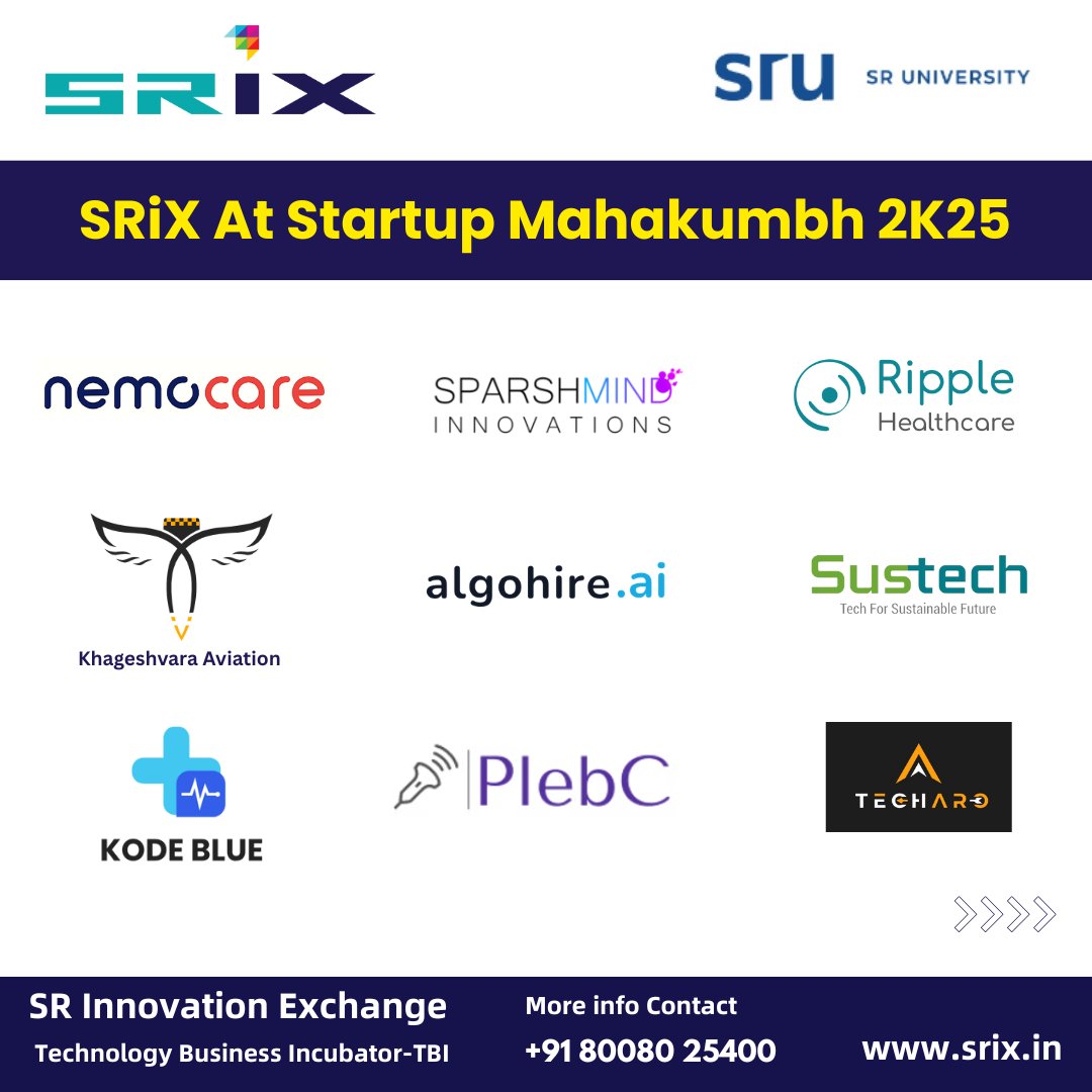 srixincubator's tweet image. SRiX at Startup Mahakumbh.
.
@sr_university