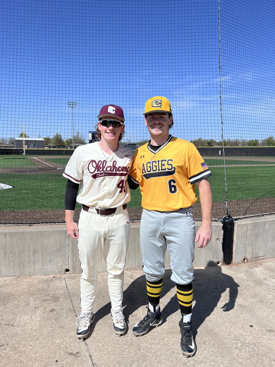 HankBradley5's tweet photo. The 2025 “Sibling Series” is in the books. @willbradley35 has a year of bragging rights to @Bradley2Drew as @CUaggiesbsb takes 3 of 4 from @baseball_oc Of course it wouldn’t be complete without a post-game jersey exchange 😆⚾️❤️⚾️ @normannorth @CCSRoyalsBB https://t.co/0Ras1TM3QK