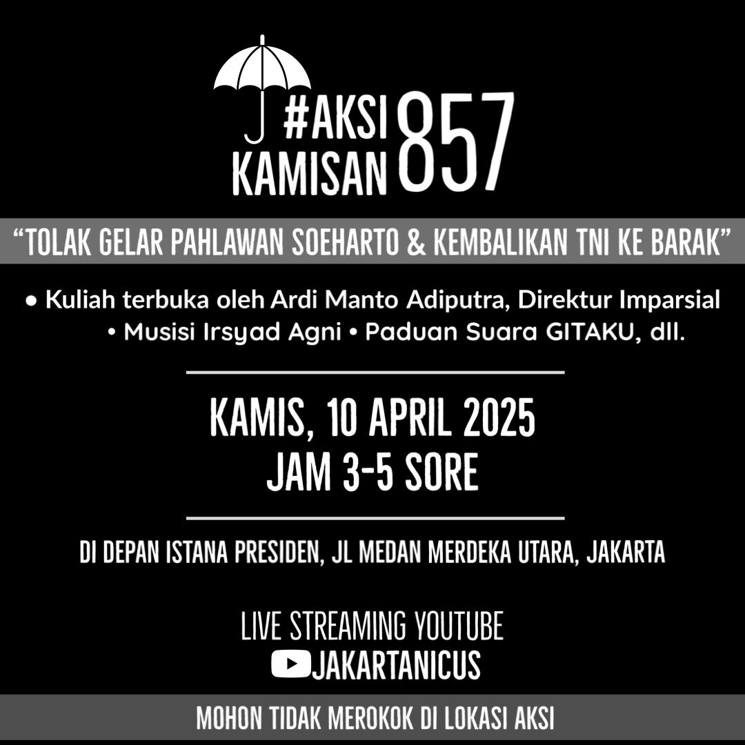 sumarsih11's tweet photo. Yang ingin tahu mengapa gelar pahlawan Soeharto harus ditolak dan mengapa TNI harus dikembalikan ke barak, silahkan kawan2 hadir @AksiKamisan tg. 10/4/25 jam 3-5 sore di depan Istana Presiden, Jakarta.
@dipanggilwawan korban Semanggi I - 13 November 1998. https://t.co/ox1U6tMA58