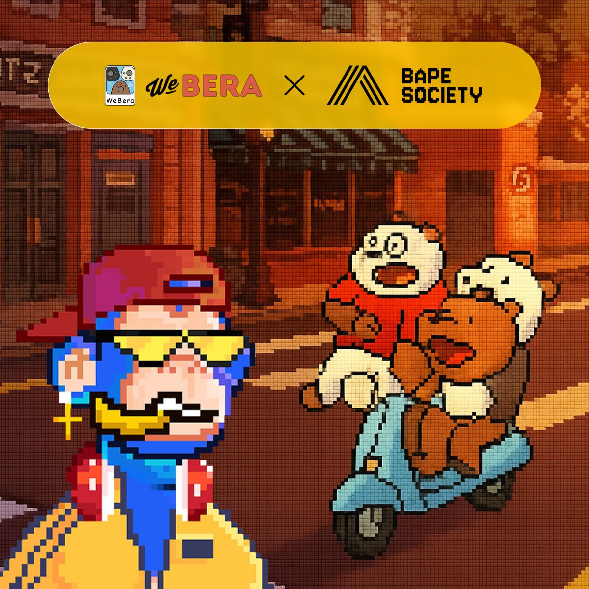 WeBera 🤝 @Bape_Society

Our frens at Bape Society have offered us 10 GTD whitelist spots to raffle on our X.

How to participate:

1️⃣ Follow <a href="/WeberaFinance/">WeBera Finance</a> and @Bape_Society
2️⃣ Like and RT
3️⃣ Drop your wallet address in the comments below

Winners announced in 24 hours! Another