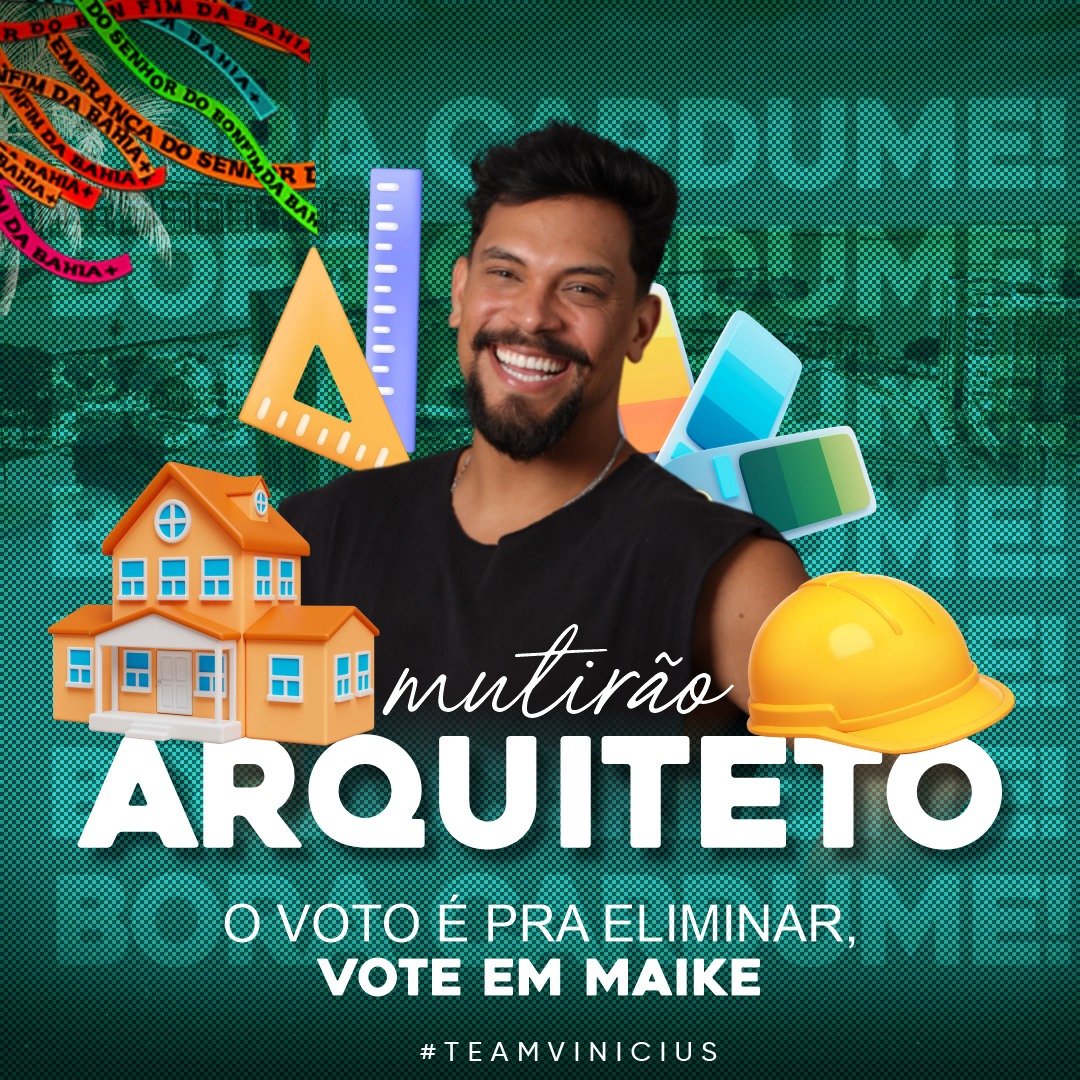 MUTIRÃO ARQUITETO ❌SOMOS FORA MAIKE❌

🗳️ A CADA 10 VOTOS COMENTE UM EMOJI! NÃO ESQUEÇAM DE DEIXAR O SEU VOTO ÚNICO TAMBÉM.

❌ O voto é para ELIMINAR, vote em MAIKE

✅ Meta: 9K de comentários 

⏰ O prazo é até as 04H

▶️ VOTO ÚNICO: gshow.globo.com/realities/bbb/…

▶️ VOTO TORCIDA:
