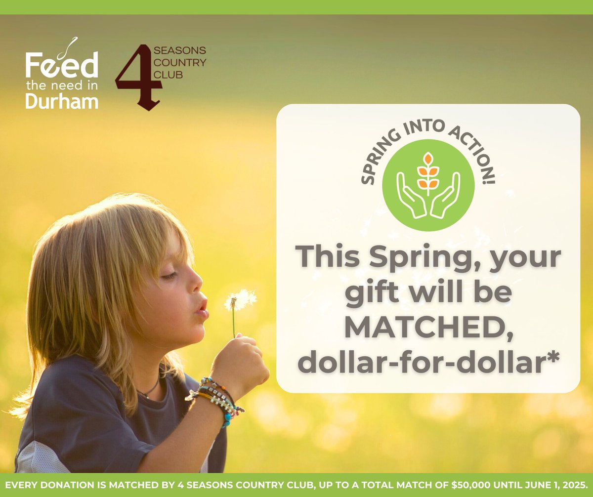 🌱 Spring Into Action, and support our community!

As hunger continues to impact our neighbours across Durham Region, community support is needed more than ever. 

Every dollar makes a difference: please donate today at host.nxt.blackbaud.com/donor-form?svc… 💚