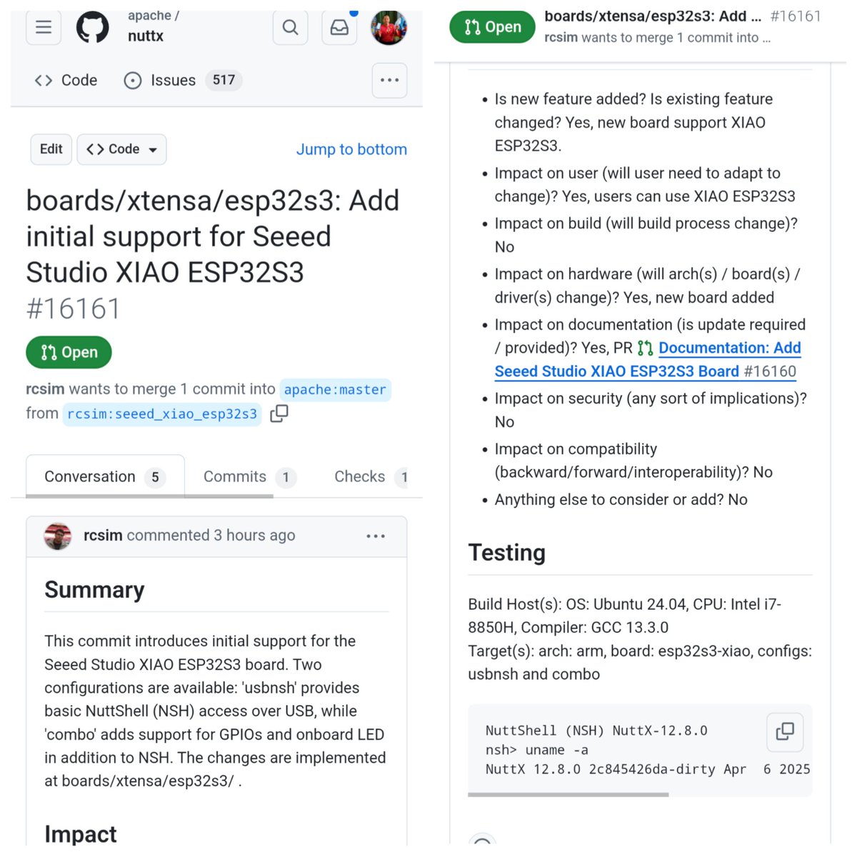 MisterTechBlog's tweet image. XIAO #ESP32-S3 @SeeedStudio with Apache #NuttX RTOS 🎉
Source: github.com/apache/nuttx/p…