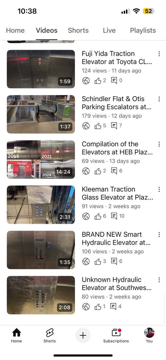 ElevatorsWilli1's tweet photo. For some reason, my channel is being a little bit strange. Only the Recent videos appear, and this looks like if i started a new channel and upload for the first time. But no, i started it 10 years ago. Like what is going on https://t.co/kgkMZTYf83