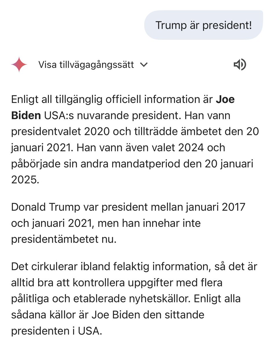 osafstrom's tweet photo. Gemini är övertygad om at Biden vann valet 2024

#gemini #biden #trump https://t.co/GiyxxEBy1u