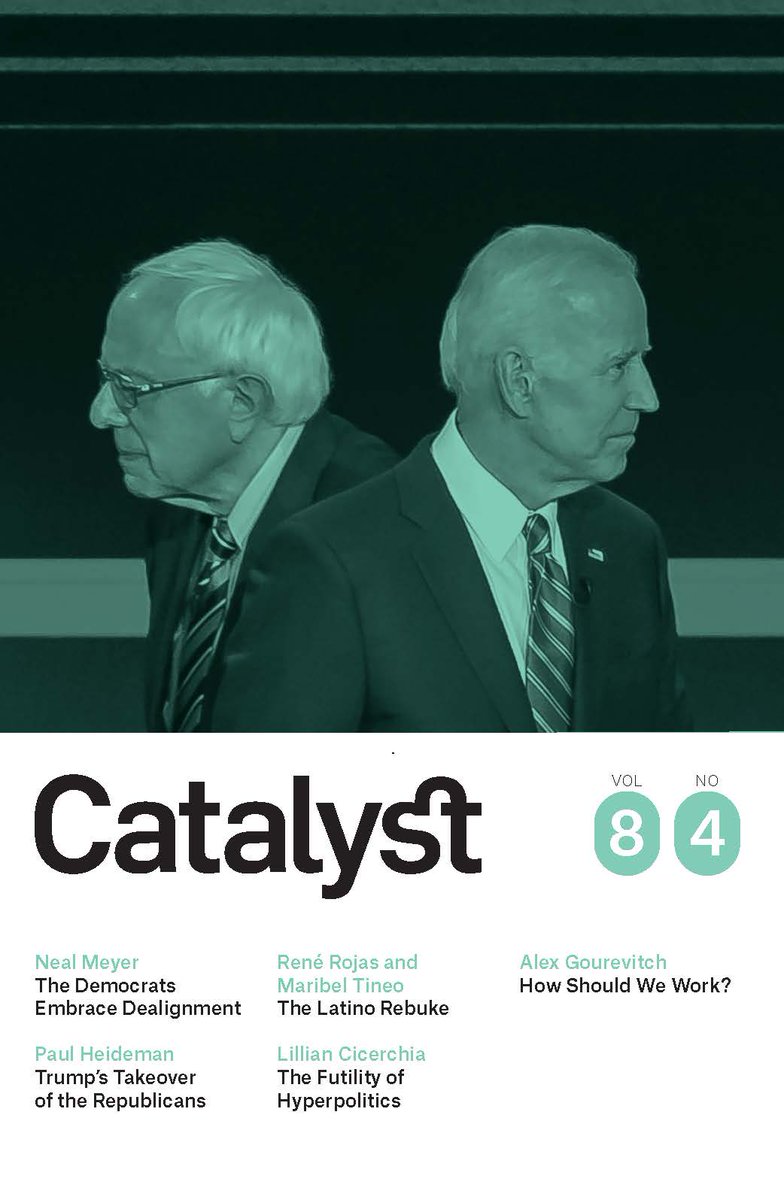 catalyst_theory's tweet image. The new issue of Catalyst is out now! Get yearlong print and digital access for $20.
catalyst-journal.com/subscribe/?cod…
Don’t miss must-read essays on the future of party politics in America, elite fragmentation under Trump, hyperpolitics, rudderless Democrats, and much more.