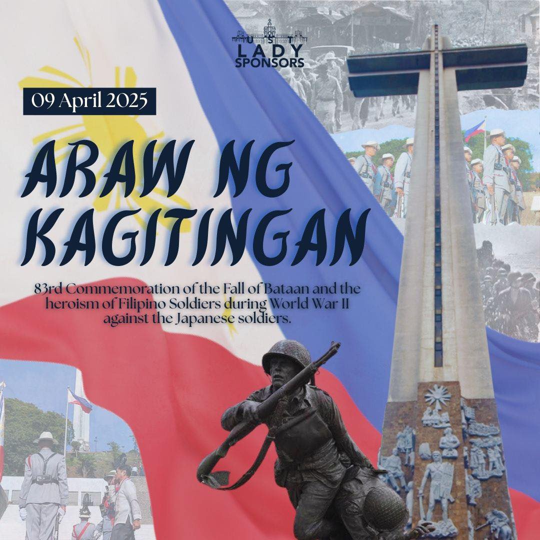 USTLadySponsors's tweet photo. Today, we honor the courage and sacrifice of our nation’s heroes this Araw ng Kagitingan. Their bravery and loyalty paved the way for our freedom—may we continue to uphold their legacy with pride and gratitude.

Muy Leal! 🇵🇭🌹 https://t.co/QeI4Hh1fZM