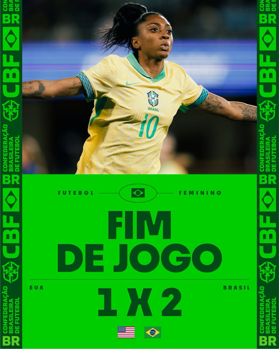 SÃO ELAS! 🇧🇷

A Seleção Brasileira superou os Estados Unidos por 2-1 na noite desta terça-feira (8), em uma partida histórica marcada por muita emoção até o último minuto.

Com a vitória, a Amarelinha quebrou o tabu de vencer as estadunidenses pela primeira vez em sua casa!

💚💛