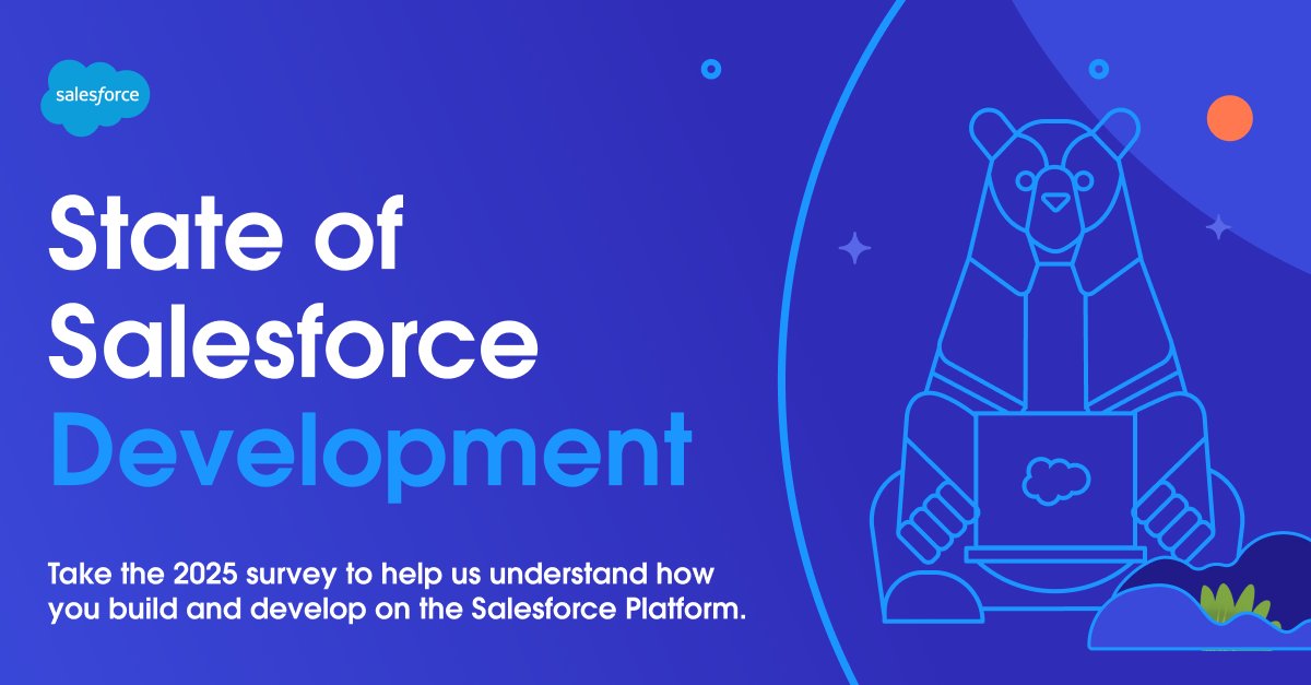 👋 @Salesforce #developers!

📝 Take the State of Salesforce Development survey by April 30 to help us prioritize developer resources and improve the overall experience.  

🏅 A limited number of participants will earn a $10 USD gift card: sforce.co/3Ea5VQe