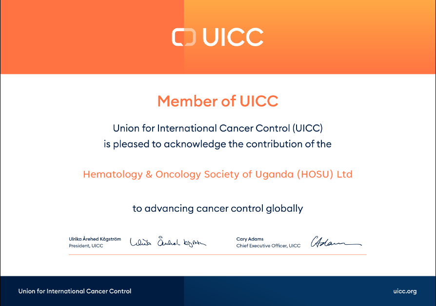 Hematology & Oncology Society of Uganda (@hemonc_uganda) on Twitter photo We are pleased to announce that the Hematology and Oncology Society of Uganda (HOSU) is now officially a proud full member of the <a href="/uicc/">Union for International #CancerControl</a> We are pleased to announce that the Hematology and Oncology Society of Uganda (HOSU) is now officially a proud full member of the <a href="/uicc/">Union for International #CancerControl</a>