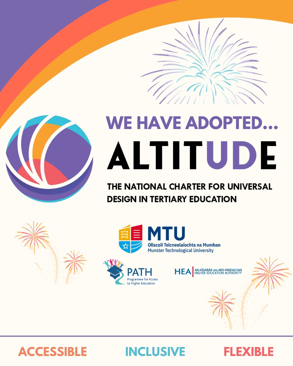 Call to action to all tertiary education to adopt the ALTITUDE Charter and build universally designed education for ALL.

<a href="/aheadireland/">AHEAD Ireland</a> <a href="/hea_irl/">HEA</a>