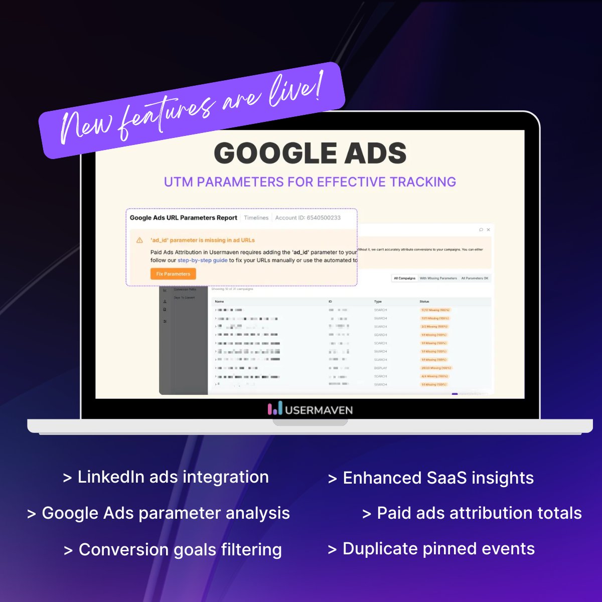 usermaven's tweet image. 🚨 Big update at Usermaven

Analytics just got a serious upgrade.

Here’s what’s new:
🔹 LinkedIn Ads Integration
🔹 Google Ads Parameter Analysis
🔹 Smarter SaaS Insights

No fluff. Just powerful, effortless tracking.

Check it out: updates.usermaven.com/announcements