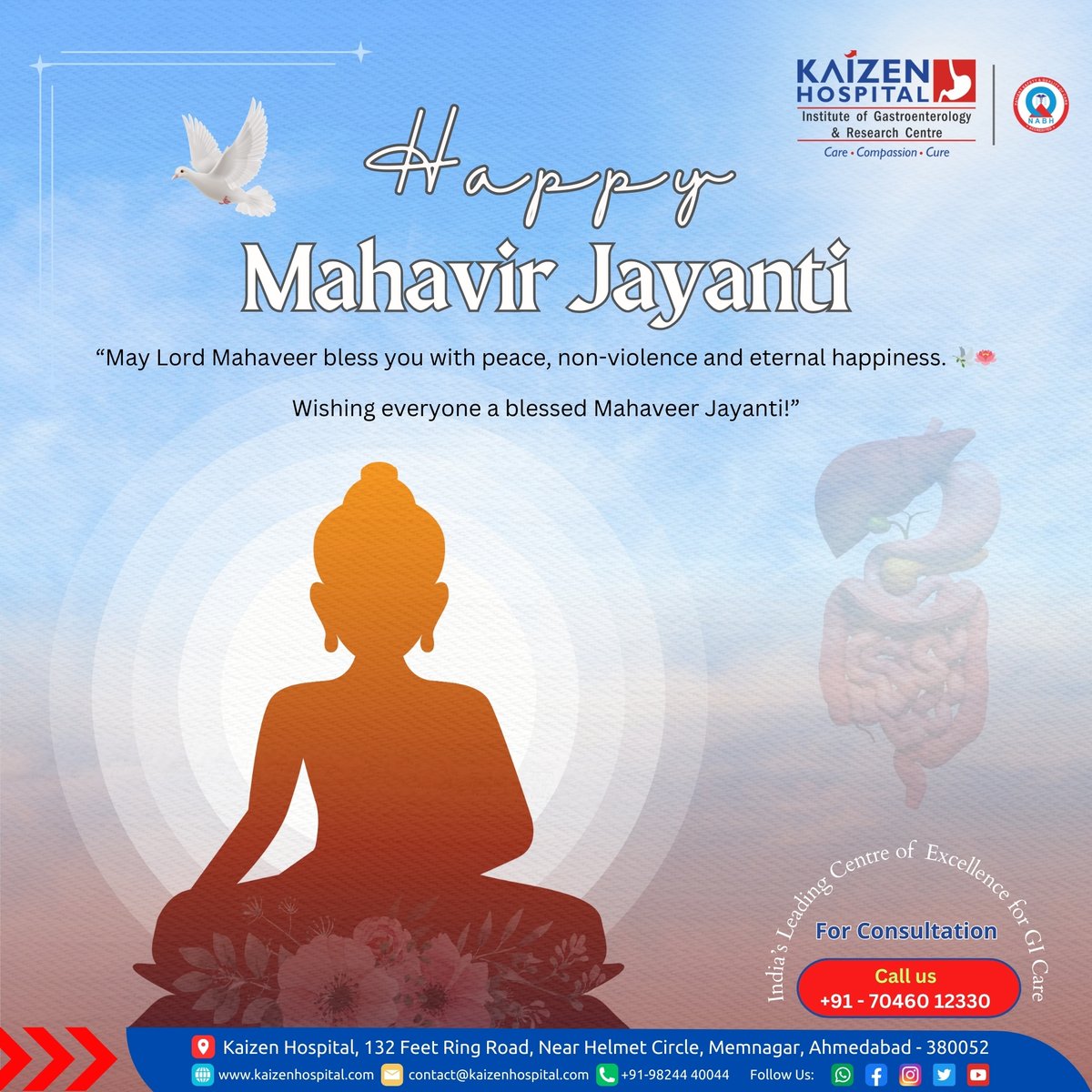 KaizenHospital's tweet photo. ✨𝐇𝐚𝐩𝐩𝐲 𝐌𝐚𝐡𝐚𝐯𝐢𝐫 𝐉𝐚𝐲𝐚𝐧𝐭𝐢✨

“May Lord Mahaveer bless you with peace, non-violence and eternal happiness. ✨

✨Kaizen Hospital Wishing everyone a blessed Mahaveer Jayanti!”

#MahaveerJayanti #Ahimsa #LordMahaveer 
𝐊𝐚𝐢𝐳𝐞𝐧 𝐇𝐨𝐬𝐩𝐢𝐭𝐚𝐥 : 91 70460 12330 https://t.co/PN4Ek9fU18