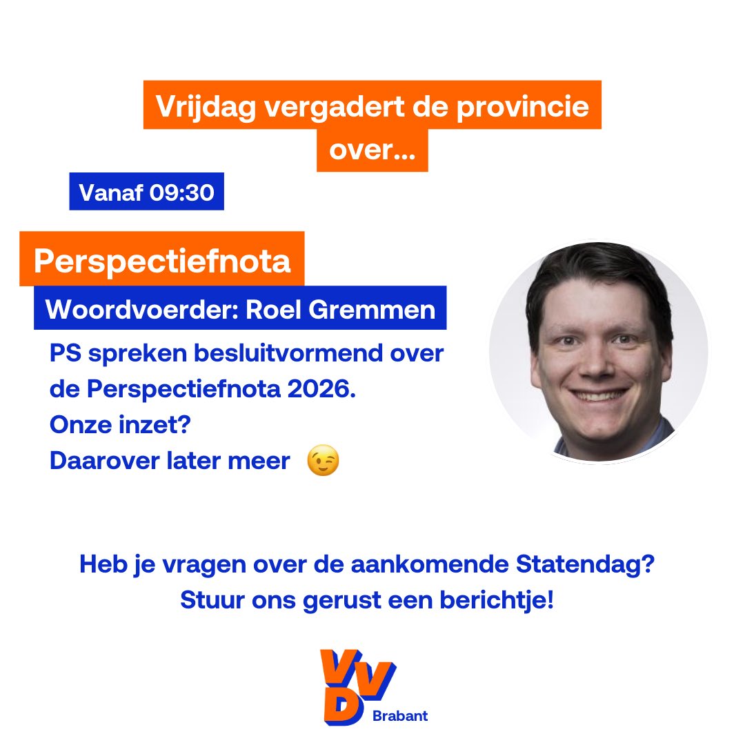 Aanstaande vrijdag is weer een Statendag. De Perspectiefnota staat op de agenda, kijk je mee via Brabant.nl?

#VVDBrabant