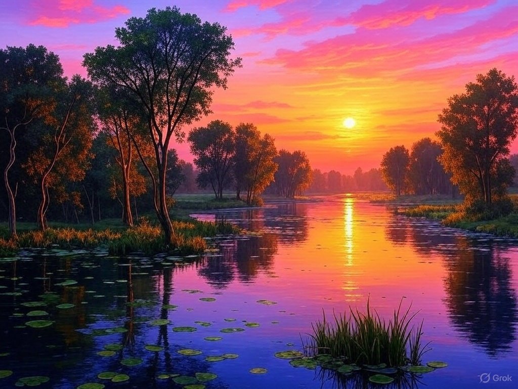 5 styles are mixed together to create this stunning sunset. #ArtLovers #NatureInArt #VanGoghVibes #LensBotArt #AIart