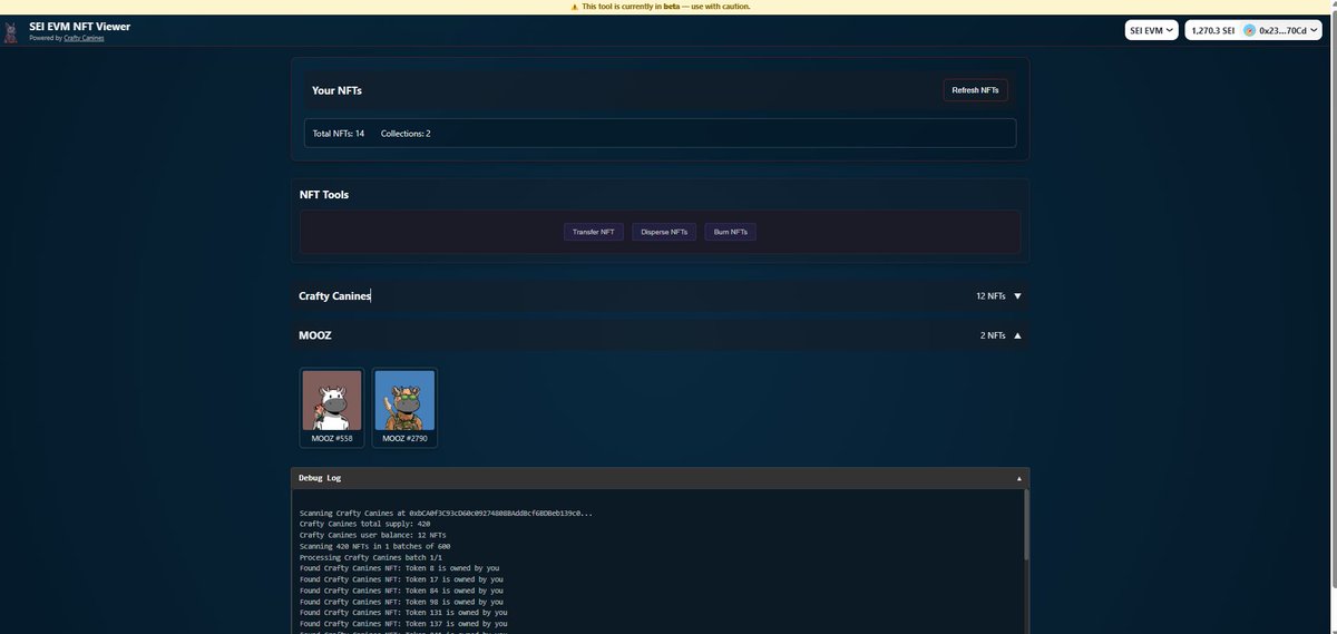Crafty Canines (@crafty_canines) on Twitter photo Hate viewing your Sei EVM NFTs on <a href="/MagicEden/">Magic Eden 🪄</a> ? Look no further - soon you'll be able to easily access all your favorite Sei EVMs from a simple to use interface. nfts.craftycanines.xyz Hate viewing your Sei EVM NFTs on <a href="/MagicEden/">Magic Eden 🪄</a> ? Look no further - soon you'll be able to easily access all your favorite Sei EVMs from a simple to use interface. nfts.craftycanines.xyz