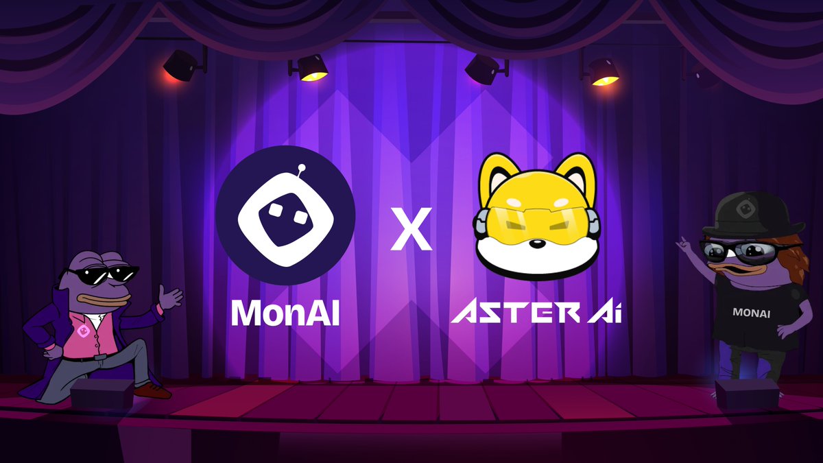 MonAI 🤝 Aster AI 

We’re teaming up with <a href="/asteraixyz/">Aster AI 🔶</a> - the premier DeFAI platform on <a href="/BNBCHAIN/">BNB Chain</a>, built for smart trading, real-time alpha, and on-chain AI Agents

To celebrate: 1,000 $ASTERAI + 100 $MON

For 10 lucky winners who complete:
✅ Follow <a href="/asteraixyz/">Aster AI 🔶</a> &amp; <a href="/MonAIgg/">MonAI ⨀</a>
✅ Like