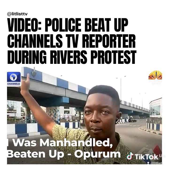 LitListTV_'s tweet photo. Top 🔥 HEADLINES
 Police Beat Up Channels TV Reporter During Rivers Protest https://t.co/HIcLa98iLZ