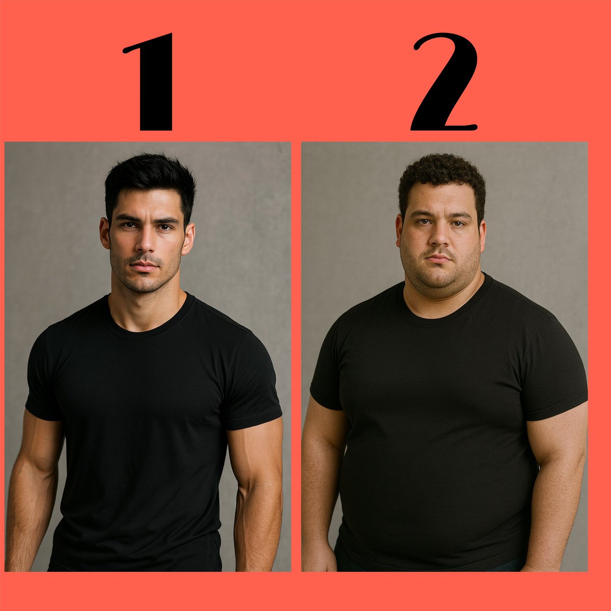 Kmaticu's tweet photo. Let‘s say you‘re not athletic like the guy in pic 1, but you want to buy a t-shirt online.

Pic 2 represents the realistic body type that you are. (Could be slimmer, bigger, doesn‘t matter)

Which pic makes you buy the shirt?

1. The model
2. the realistic

First comment poll https://t.co/3Qf5QeHqrn