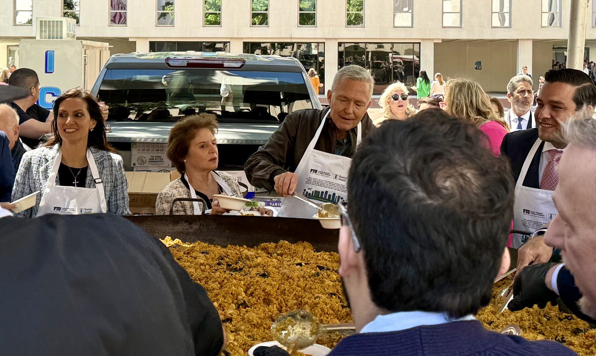 PhilEhr's tweet photo. Serving paella at Miami-Dade Days wasn’t just a tradition—it was a reminder of why we lead. Grateful to Monty Trainer for the invite. Leadership begins with showing up. #ForwardWithHonor https://t.co/e86ssgbGd5