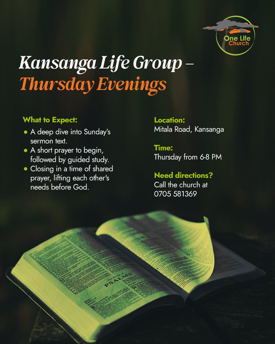 OneLifeChurchUg's tweet photo. Church is more than a place—it’s a people.
Faith, community, and fellowship don’t end on Sunday; they grow through shared moments, prayer, and the Word.
Join us at Kansanga Life Group every Thursday, 6-8 PM, as we journey together in faith.
#FaithBeyondSunday #OneLifeChurch https://t.co/PW7BsSDSrQ
