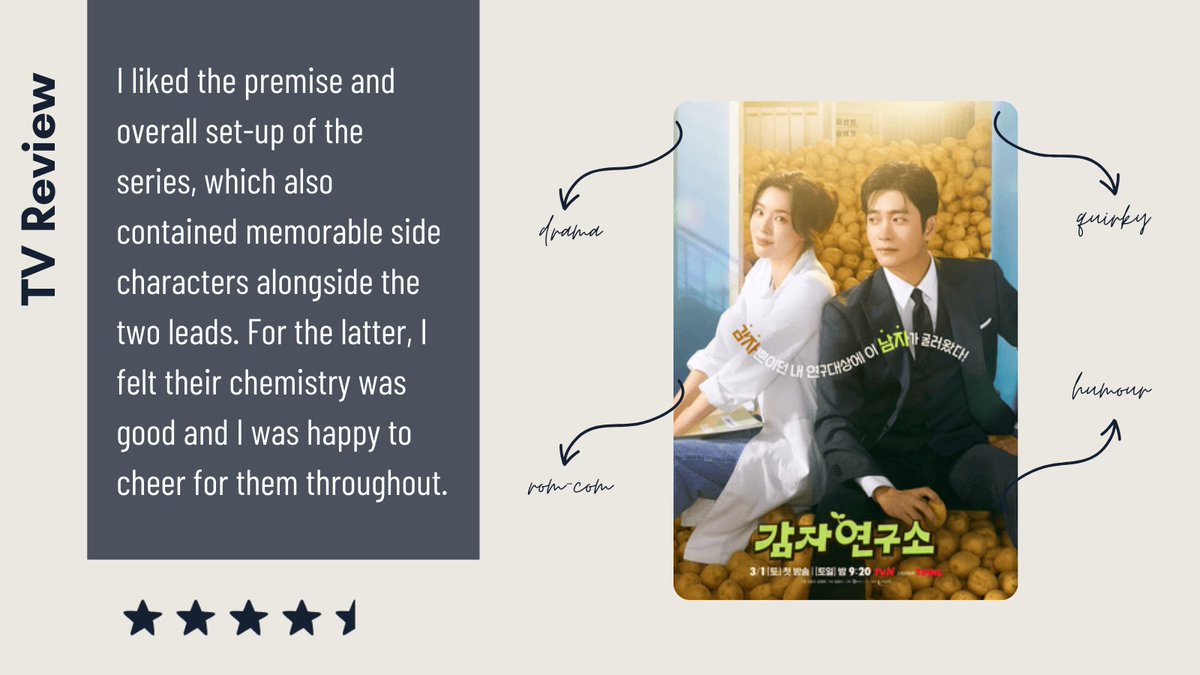#tvreview: The Potato Lab (2025) (rom-com/drama): nickijmarkus.blogspot.com/2025/04/tv-rev…