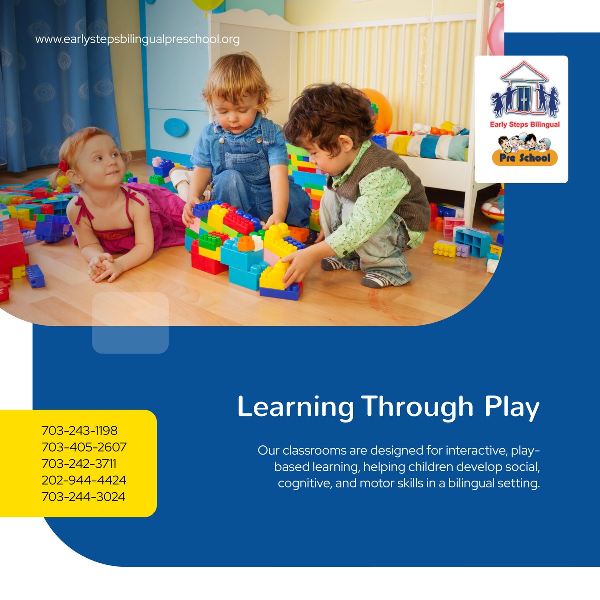 EarlyStepsBiP's tweet photo. Play is at the heart of learning! Our hands-on, bilingual curriculum encourages curiosity, exploration, and creativity. Join our preschool family today! 

#BilingualEducation #ViennaVA #PlayfulLearning https://t.co/w4MUSyjcKv