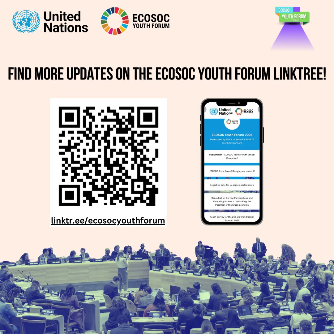UNMGCY's tweet photo. 🌟 Just 1️⃣ week to go until the UN ECOSOC Youth Forum! 🌟

📅 Official Programme: Explore the sessions and speakers lined up for April 15-17

All resources and registration links are available at our one-stop hub: 🔗 https://t.co/UL3s3Jzlxs

#ECOSOCYouth #PowerInYouth https://t.co/GciuOlXSeA