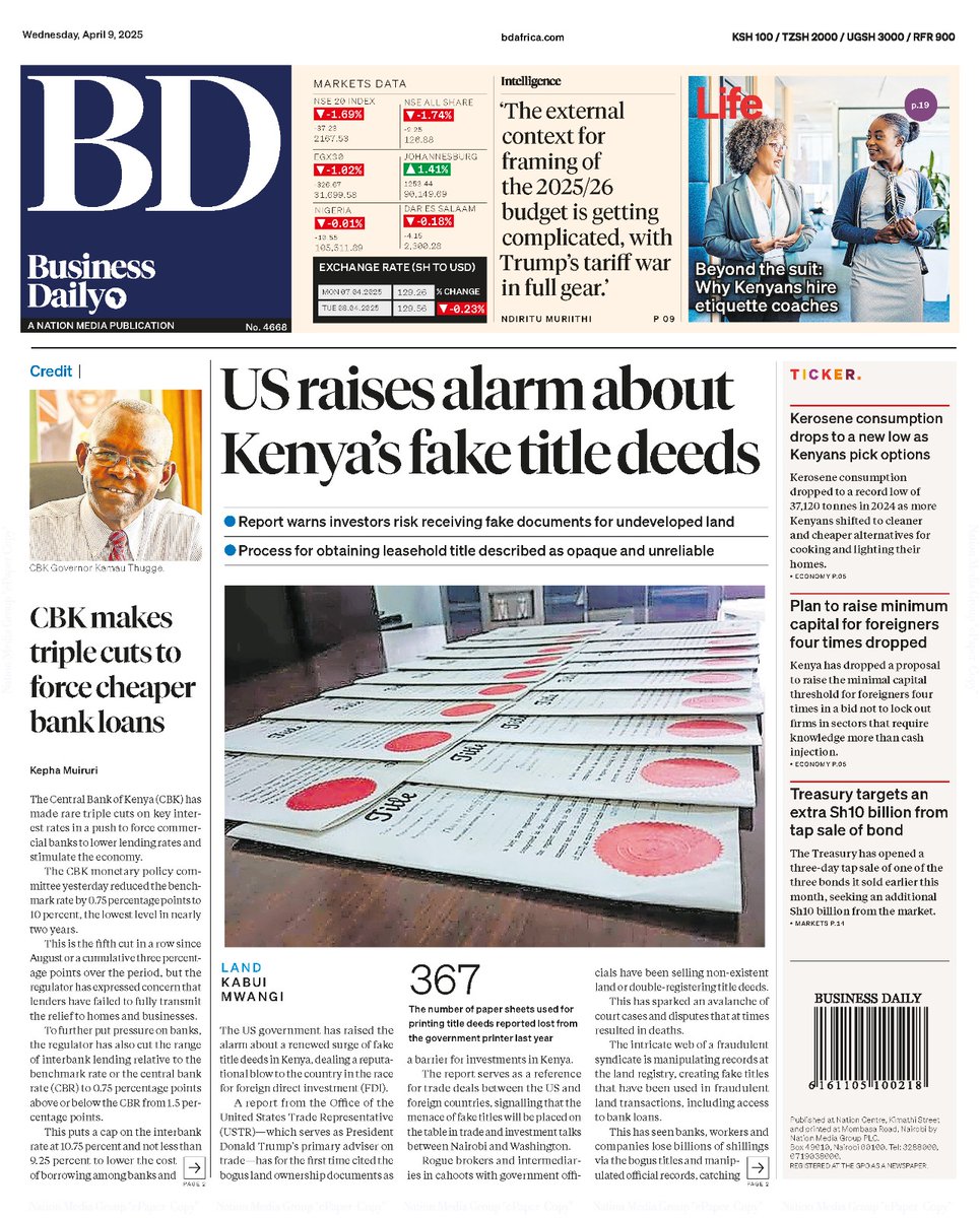 US raises alarm about Kenya's fake title deeds epaper.nation.africa/product/busine…
