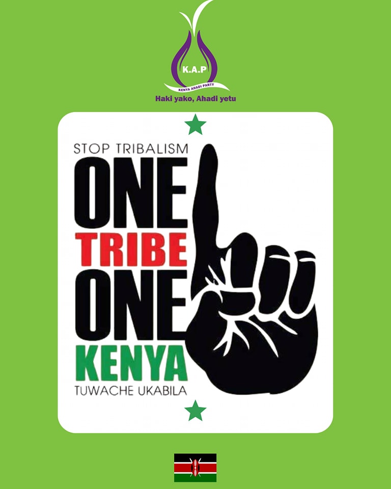 KenyaAhadiParty's tweet photo. Tribalism has divided us for decades. We as a party, stands for unity beyond tribe. We are all Kenyans first.
#OneKenya #TribeToNation https://t.co/OkIEhAjKji