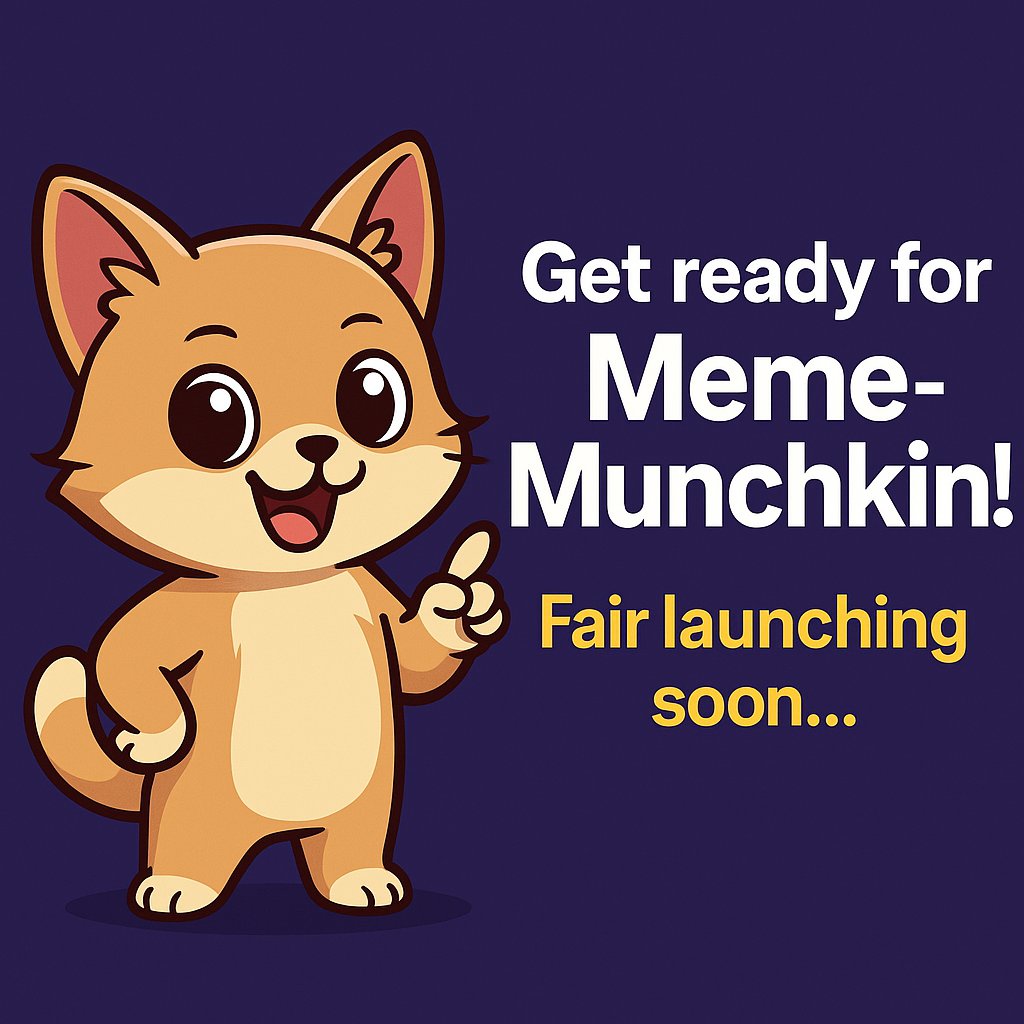 meme_munchkin's tweet photo. When the snacks run low but the $MUNCH bags are FULL ๐ฟ๐
Fair launch incomingโฆ
No VC, no whitelist, just pure chaos & memes.
Get in before your cat starts trading without you ๐ผ๐
#MemeMunchkin #FairLaunchSoon #SnackToTheMoon #MemeCoinMadness https://t.co/LwkGpMisCR