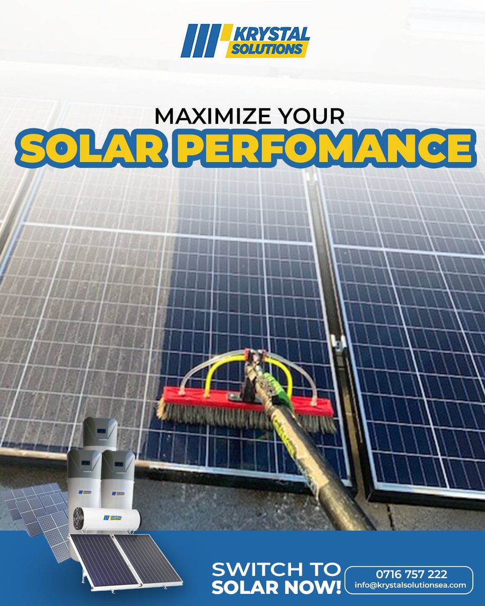 KrystalSolarEA's tweet photo. Regular cleaning of solar panels ensures optimal performance and efficiency of your solar panels to power your life!
For More Info or Consultations
Contact Us!
#solarpanel #solarpanelcleaning #SwitchAndSave #solarenergy https://t.co/2dnOWXp8RY