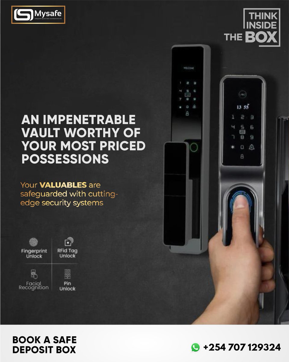 MysafeKenya's tweet image. Featuring four layers of access, facial recognition, fingerprint authentication, and an encrypted access card, your #valuables at @MysafeKenya  are safeguarded with cutting-edge protection.

 ☎️+254 707 129324
 
#ConvenientAccess #safe #safeboxkenya #safelocker #safetylockers