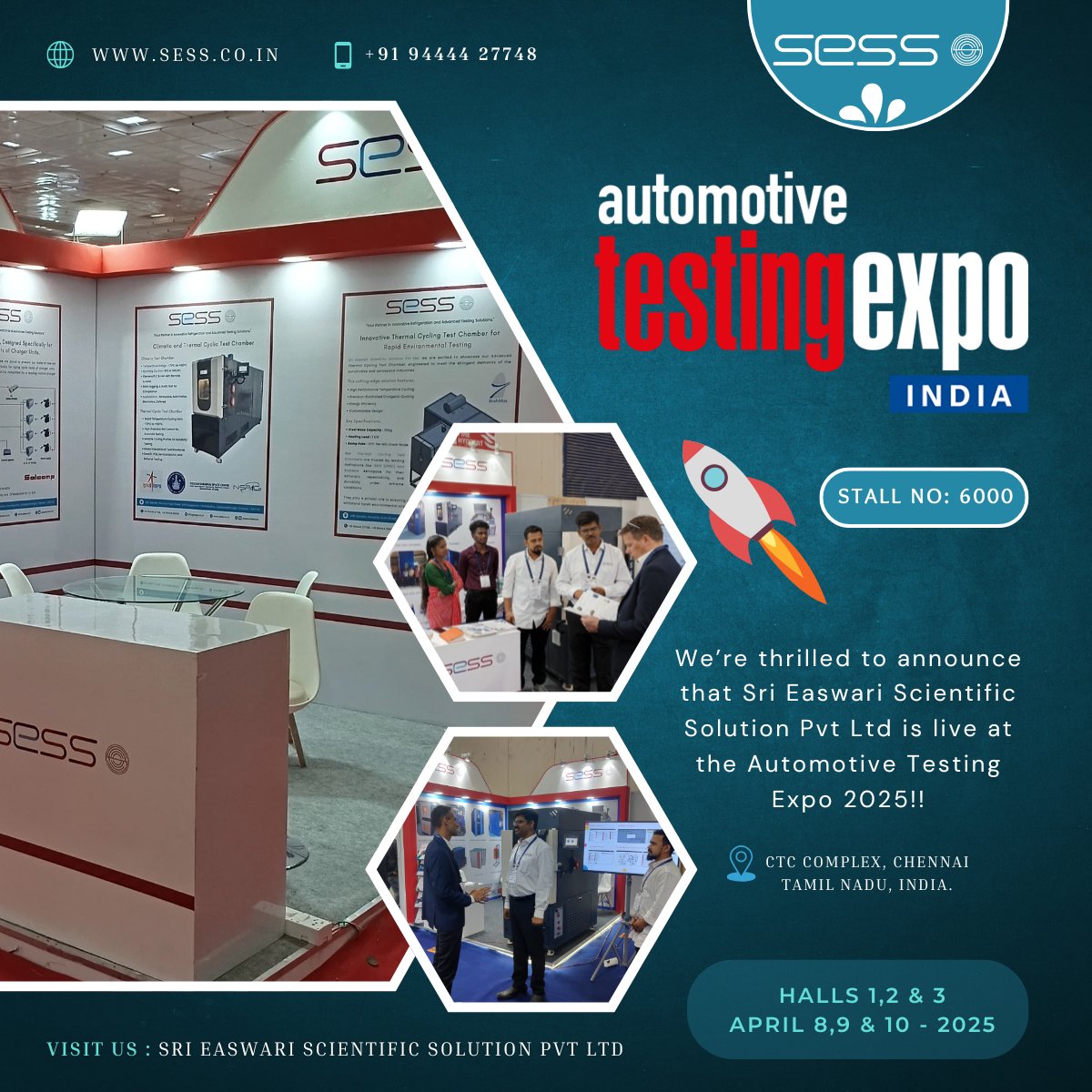 sesschennai's tweet photo. We are excited to announce that Sri Easwari Scientific Solution Pvt Ltd is now live at the Automotive Testing Expo India 2025! 
#SESS #SriEaswariScientificSolution #SESSChennai #AutomotiveTestingExpo #ATEXPOIndia2025 #AutoTechInnovation #TestingSolution  #tamilnadu #india https://t.co/SfSVgDnbYc