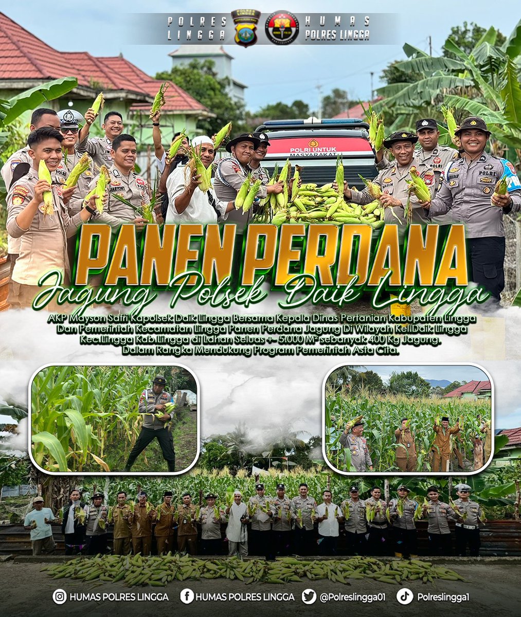 Trianjr45's tweet photo. *"PANEN PERDANA JAGUNG POLSEK DAIK LINGGA"*

@humaspoldakepri
@divisihumaspolri
@humaspolreslingga
@spripimpoldakepri
@polisi_indonesia
#swasembadapangan
#ketahananpangan
#polrimendukungketahananpangan
#polisicintapetani
#polri
#polreslingga
#kabupatenlingga
#kepulauanriau https://t.co/22LbWKtXcb