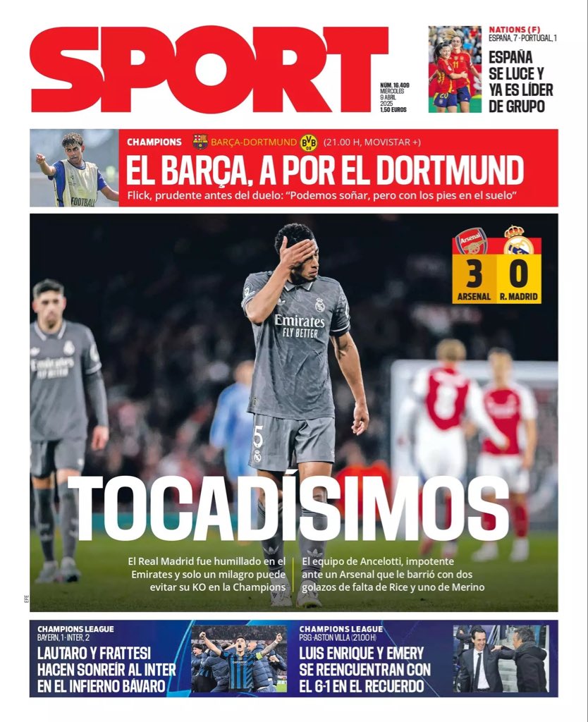 Katalan spor gazetesi Sport'un Real Madrid manşeti: "YARALI."