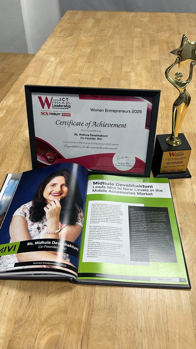 We started <a href="/MiviOfficial/">Mivi</a> with the mission to make quality electronics. We were never chasing numbers but were always building to wow the customer. 

Winning the ‘women entrepreneur award’ that celebrates and recognizes the women making waves in the category, is so heartening.