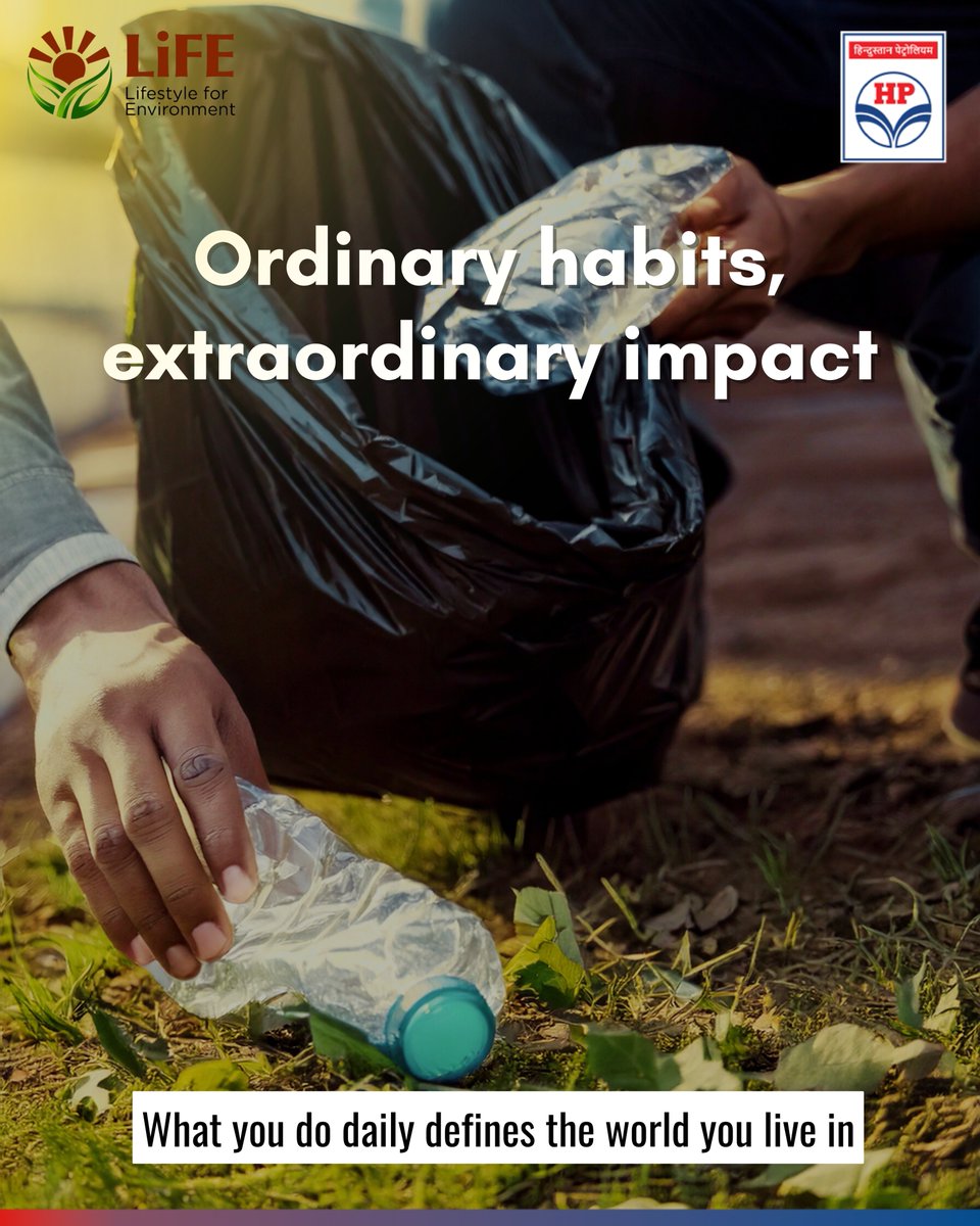 HPCL's tweet image. Turn off that extra light, switch to greener fuel, rethink what you throw away. It’s in the routine, not the rare, where change takes root. You don’t need a cape to be a climate champion—just consistency

#ClimateChampion #GreenRoutine #SustainableLiving #EcoConsistency #HPCL