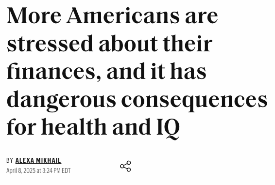 unusual_whales's tweet image. "More Americans are stressed about their finances, and it has dangerous consequences for health and IQ," per FORTUNE