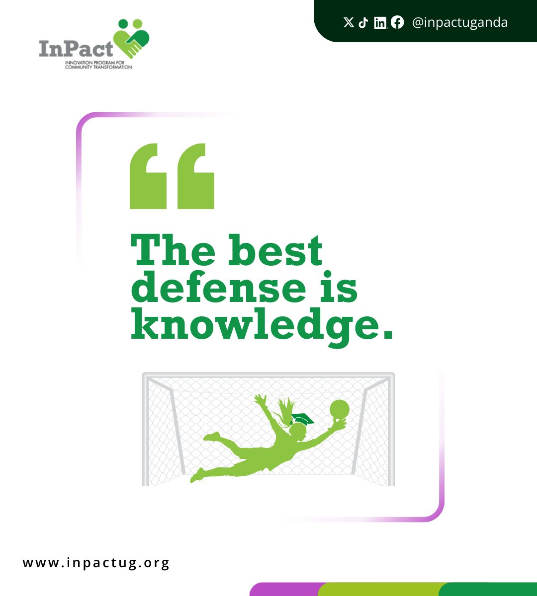 “The best defense is knowledge.”
Like football, life needs strategy. Understanding contraception empowers young people to make informed choices.

Let’s keep learning, talking &amp; sharing, because being informed makes all the difference.
#ContraceptionAwareness #InPactUganda
#Sports