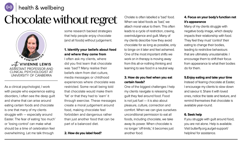 Chocolate without regret. Some tips from a Clinical Psychologist.