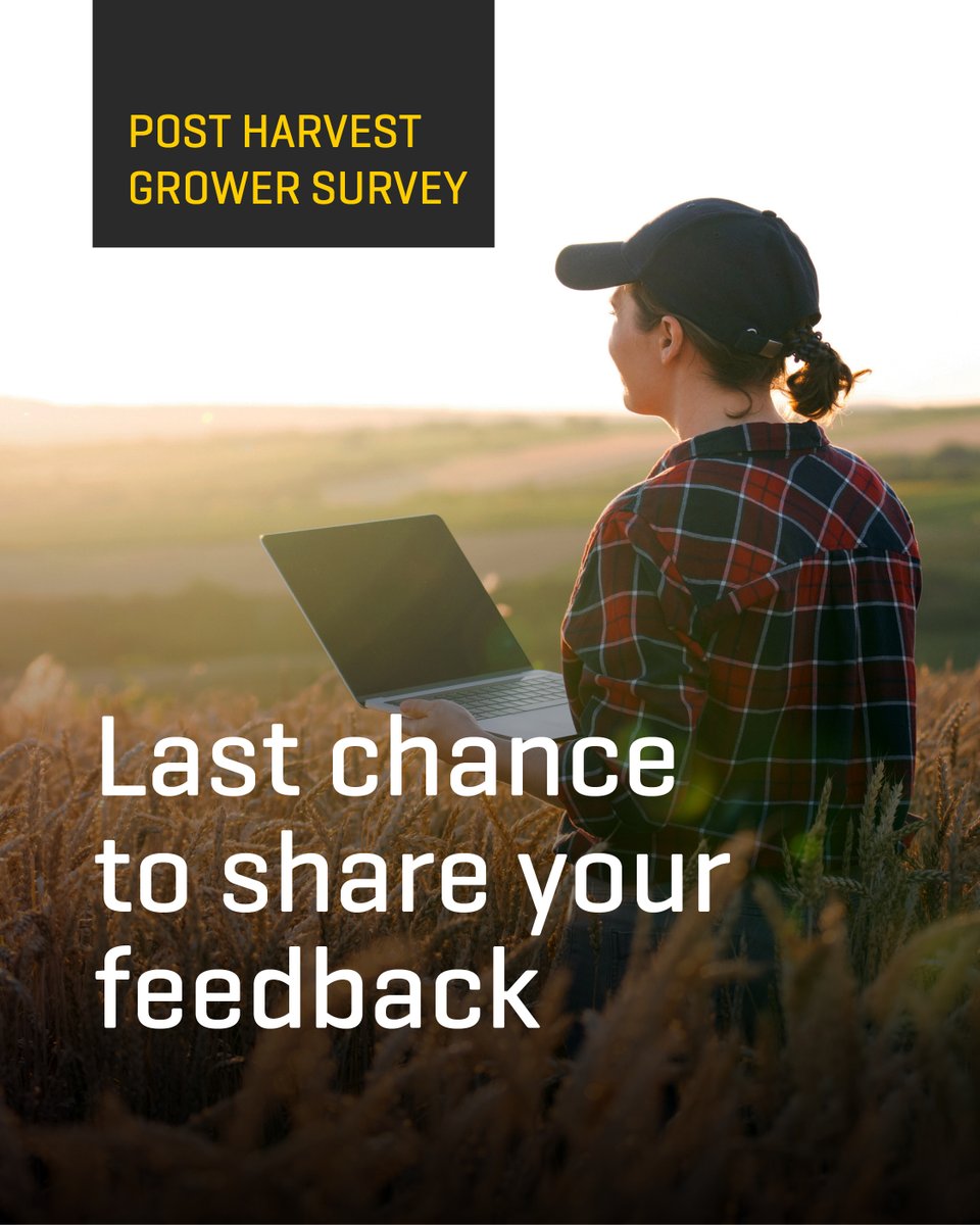 We’ve extended the deadline on our Post Harvest Grower Survey. Don’t miss this opportunity to share your feedback and tell us what matters most to you.

Share your feedback before the survey closes this Friday, 11 April.

cpq2r4rx01u.typeform.com/to/gFqo6d8A