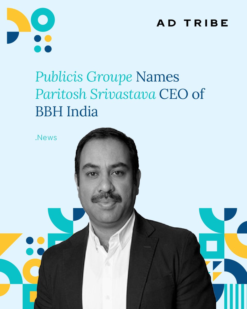adtribeworld's tweet photo. #ParitoshSrivastava takes over as CEO of @BBHindia  while continuing to lead Saatchi&amp;Saatchi and Saatchi Propagate driving integrated growth under #PublicisGroupe #PowerofOne vision. 🚀📩 connect@adtribe.world
#AdTribe #Buzz #LeadershipUpdate #CreativeLeadership #AgencyWatch4o https://t.co/Dhk0iFGVNJ