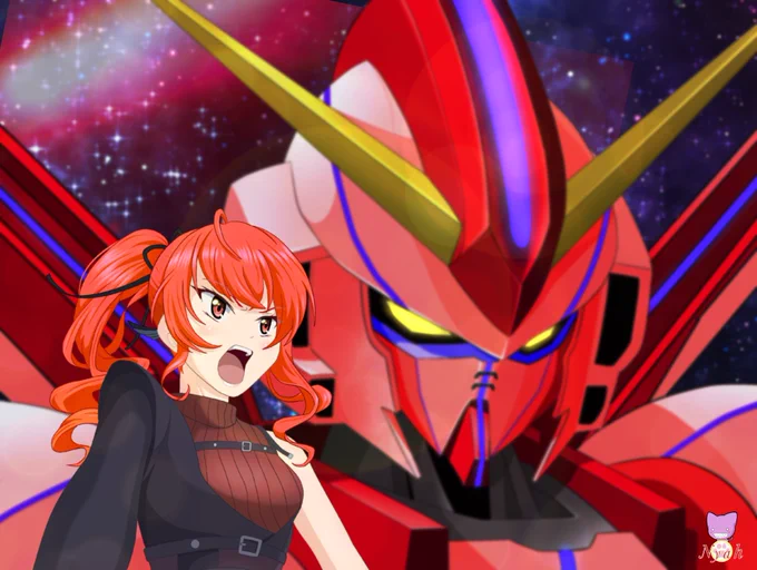 #機動戦士ガンダムGQuuuuuuX 放送開始記念「赤い彗星の星街」TVアニメも劇場版もまだ未視聴だけど赤いガンダムが出るらしいので、過去絵のガンダムコメットを赤くしてみた帰ったら早速観る#星街すいせい(挿入歌担当)#ほしまちぎゃらりー #オリジナルガンダム 